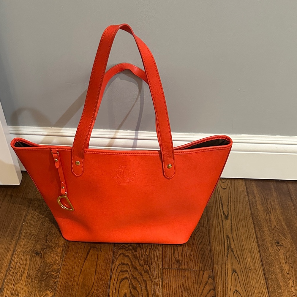Ralph Lauren Vibrant Orange Leather Tote